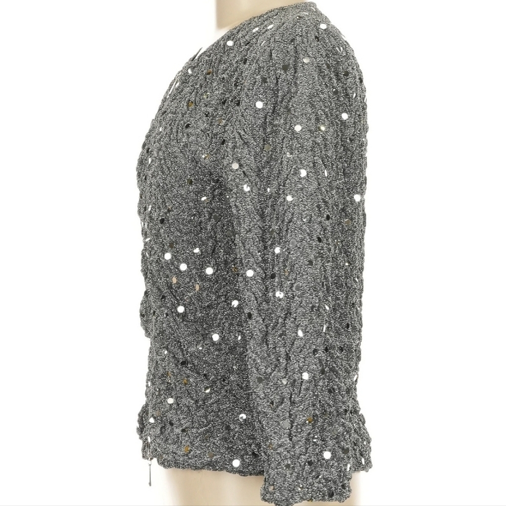 Joseph Ribkoff Full Zip Silver Sequin Blazer - Picture 5 of 5